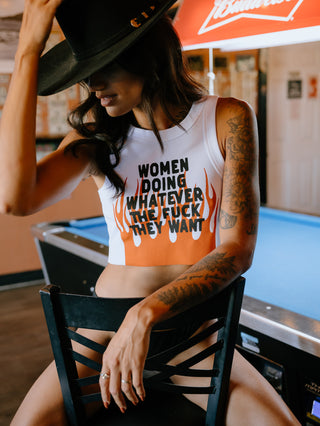 Women Doing Whatever Flame Crop Tank